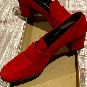 VINTAGE DEMILANO ITALIAN RED SUEDE HEELS - REDUCED!